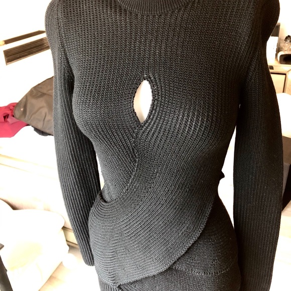 Woman knitted dress skirt top black sweater xs blk - Picture 3 of 8